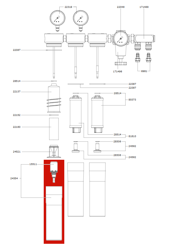 Manchon filtrant SATA avec vanne de décharge automatique pour filtres SATA séries 200, 300 et 400