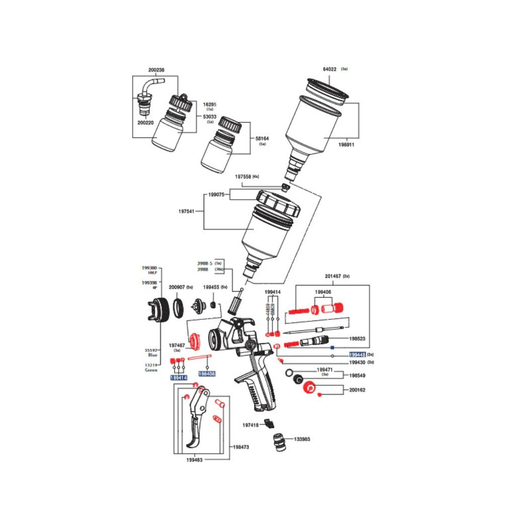 SATAminijet 4400 B 25ml Glass Cup with Blind Lid (x5)