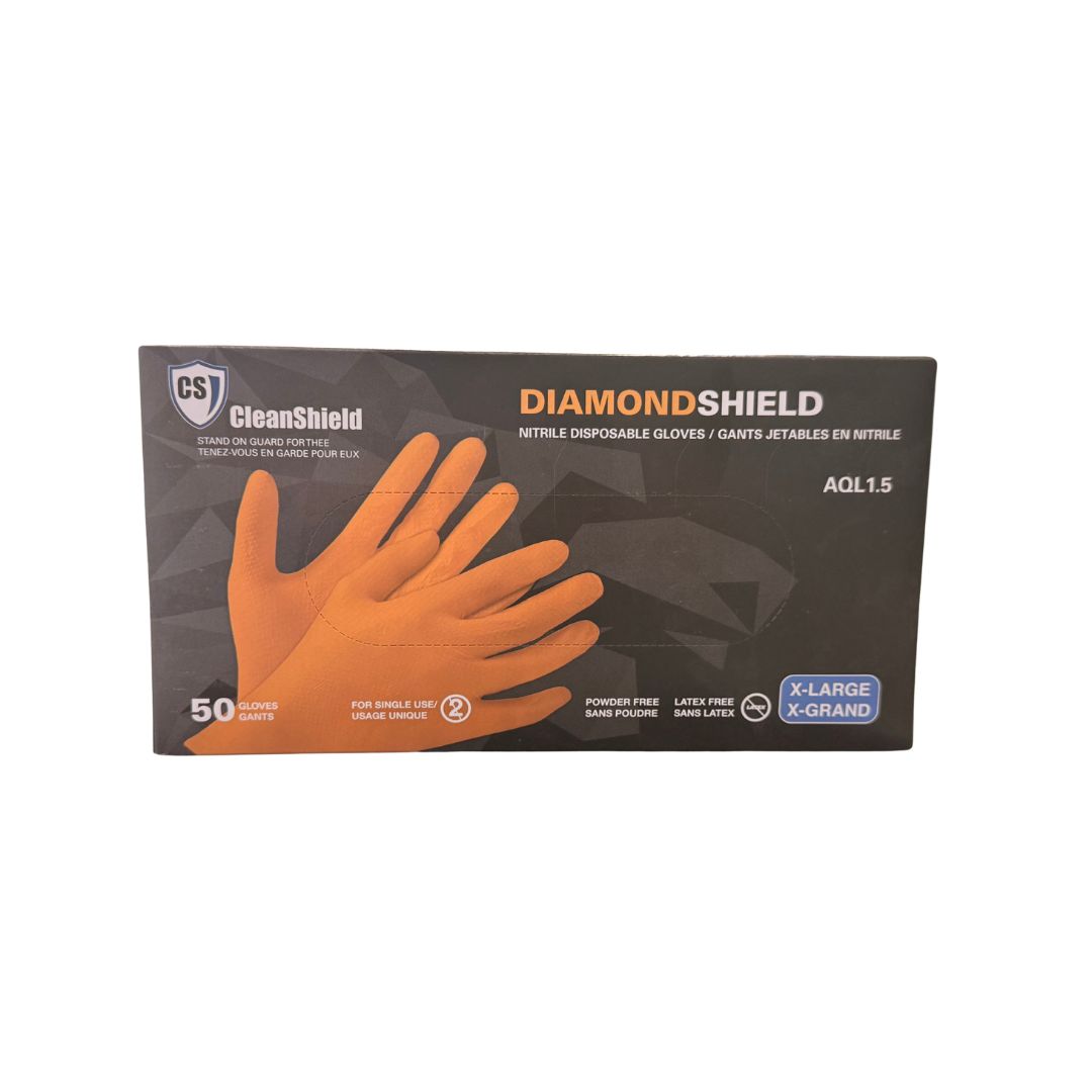 CleanShield DiamondShield Orange Nitrile Disposable Gloves 50/Box