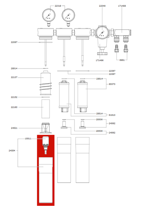 Manchon filtrant SATA avec vanne de décharge automatique pour filtres SATA séries 200, 300 et 400