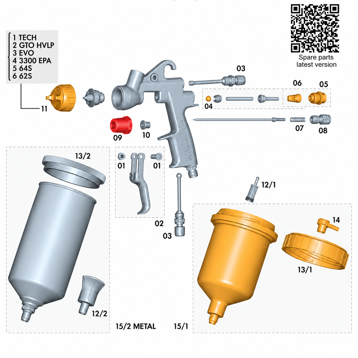 SAGOLA Packing Nut Complete for Sagola 3300 GTO Gravity Spray Gun
