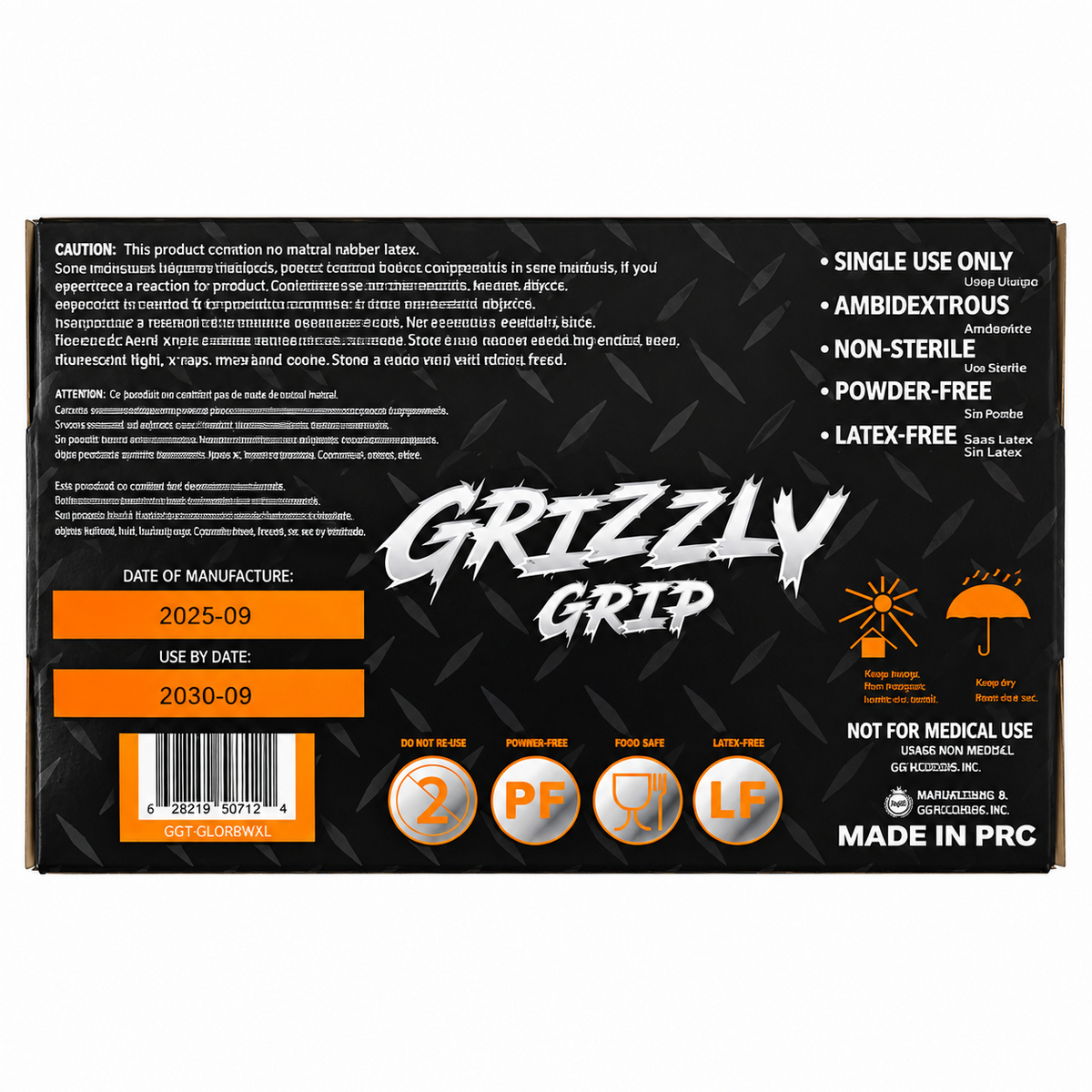 Grizzly Grip Stealth 8 Mil Disposable Gloves 100/Box